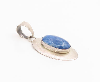 925 Sterling Silver Vintage Pendant Oval Cabochon Lapis Lazuli Charm  PT25991