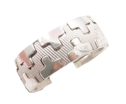 925 Sterling Silver Vintage Ring Brutalist Cutout Box Cut Design Sz 8.5  RG31348