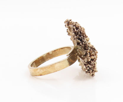 925 Sterling Silver Vintage Ring Gold Plated EGGERT DENMARK Leaf Sz 8.5 RG34946