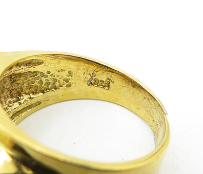 925 Sterling Silver  Vintage Topaz Shiny Gold Plated Band Ring Sz 7.5  RG4441