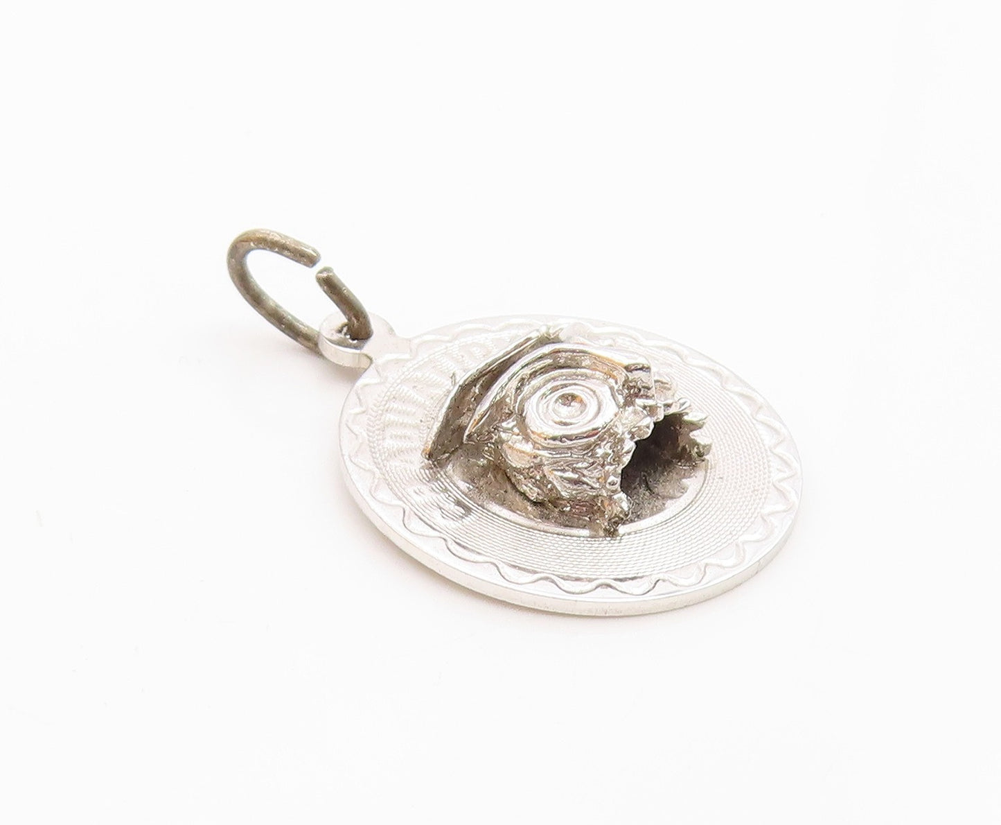 925 Sterling Silver  Vintage Shiny Congrats Graduation Owl Pendant  PT15517