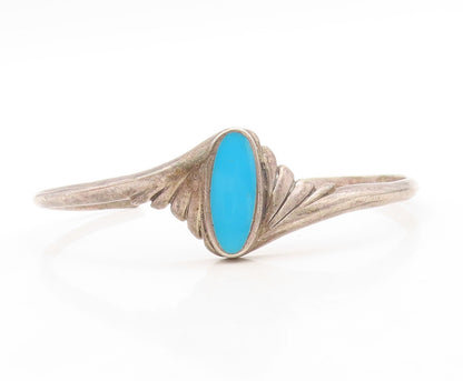 925 Sterling Silver Vintage Bracelet Oval Larimar Swirly Etched Cuff  BT10974