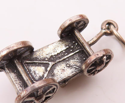 925 Sterling Silver  Vintage Old Fashioned Wagon Car Pendant  PT18232