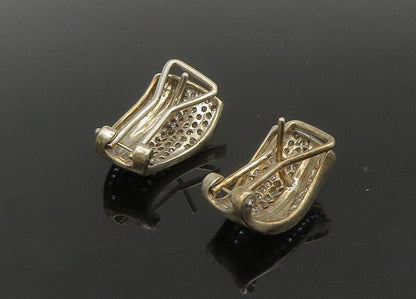 925 Silver & 14K GOLD Vintage Cubic Zirconia Two Tone Drop Earrings EG11198