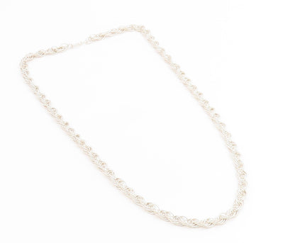 925 Sterling Silver Vintage Necklace Modernist Solid Twisted Rope Chain  NE4796