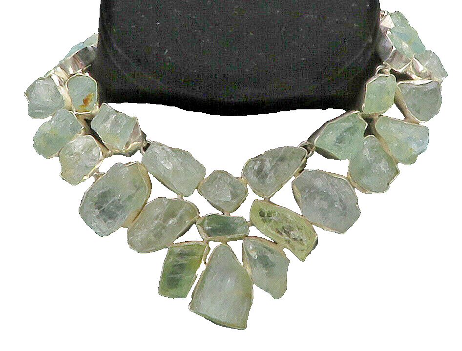 Silver Vintage Rough Gemstone Large Royal Chain Necklace  NE2261