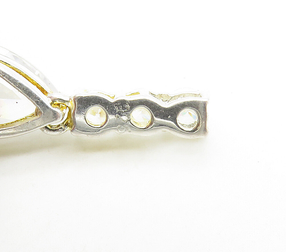 925 Sterling Silver  Sparkling Tear Drop Cubic Zirconia Pendant  PT12338