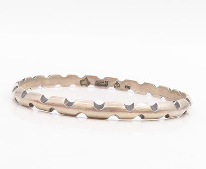 925 Sterling Silver Vintage Bracelet ANTONIA PINEDA Notched Bangle  BT11494