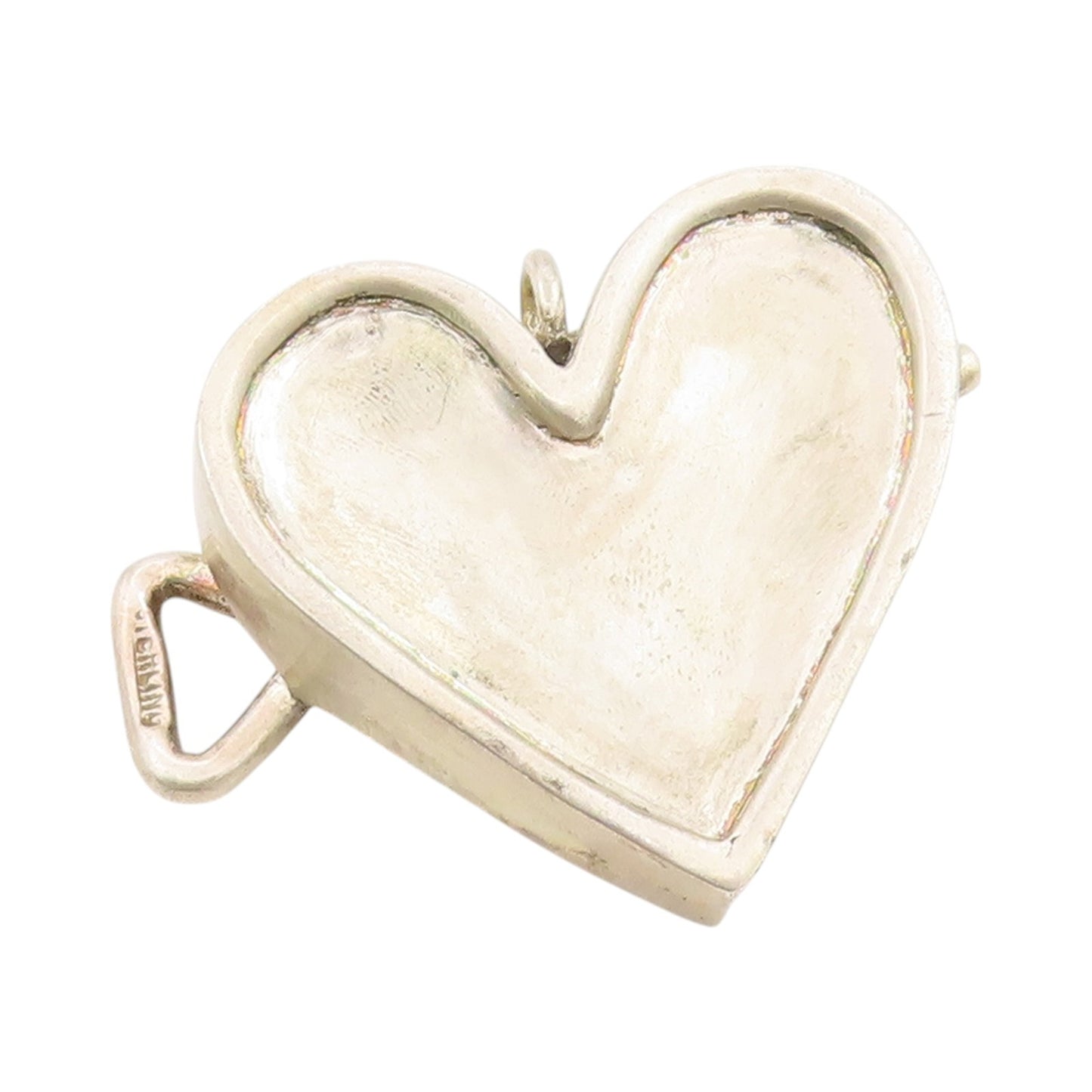 925 Sterling Silver Vintage Pendant Brutalist Open Love Heart Can  PT24725