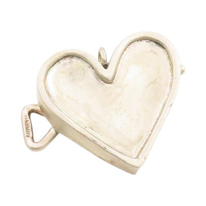 925 Sterling Silver Vintage Pendant Brutalist Open Love Heart Can  PT24725