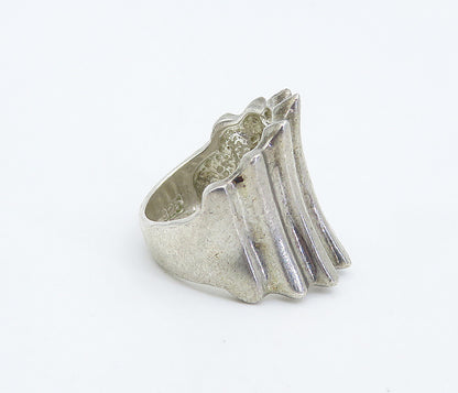 925 Sterling Silver  Vintage Shiny Concave Tapered Band Ring Sz 6  RG8352