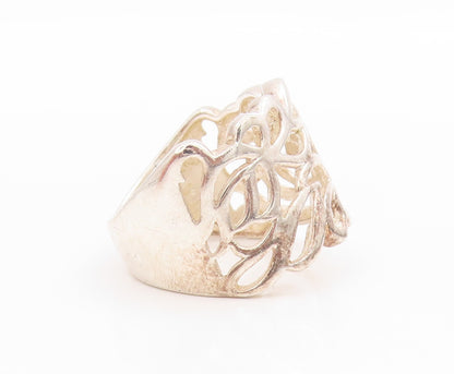 925 Sterling Silver Vintage Ring Modernist Swirly Design Cutout  Sz 7  RG33408
