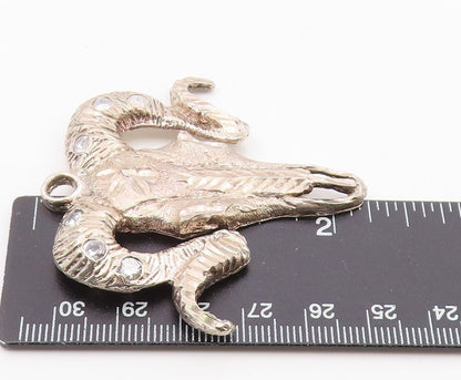 925 Sterling Silver  Vintage Shiny Diamond Cut Ram's Head Pendant  PT12535