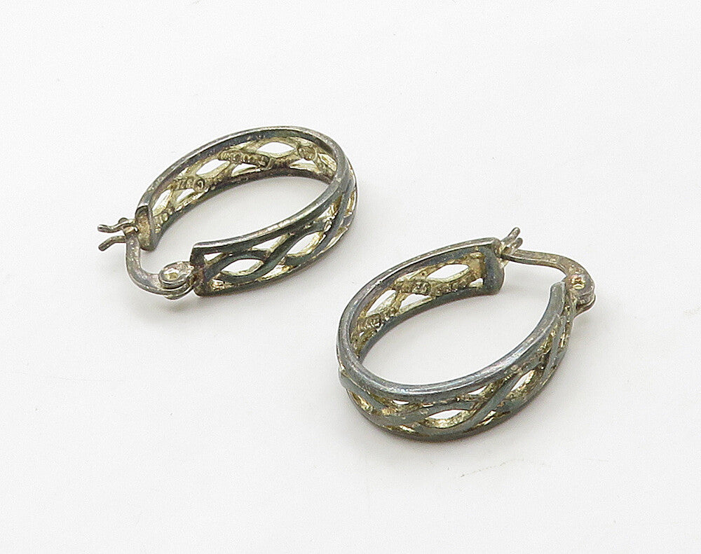 925 Sterling Silver  Vintage Open Infinity Swirl UShape Hoop Earrings  EG8270