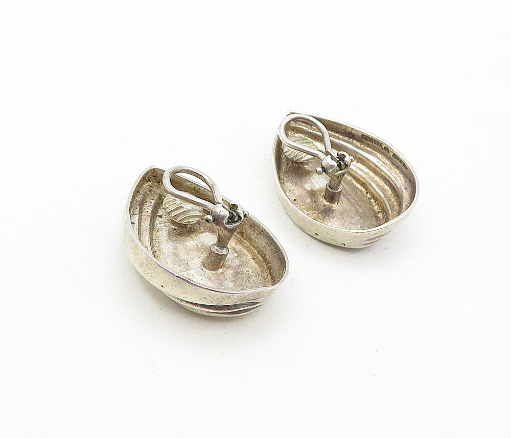 925 Sterling Silver  Vintage Concave Tear Drop Non Pierce Earrings  EG3806