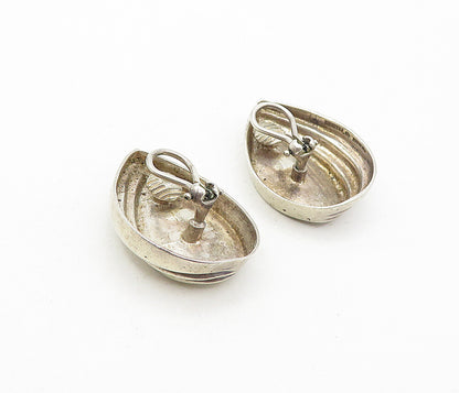 925 Sterling Silver  Vintage Concave Tear Drop Non Pierce Earrings  EG3806