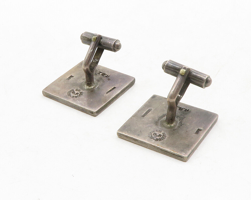 MEXICO 925 Sterling Silver  Vintage Oxidized Cutout Design Cufflinks  TR1891