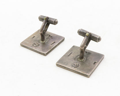 MEXICO 925 Sterling Silver  Vintage Oxidized Cutout Design Cufflinks  TR1891