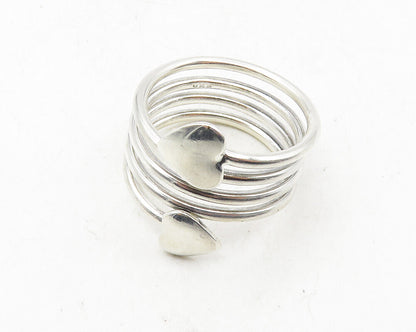 925 Sterling Silver  Shiny Polished Love Heart Bypass Band Ring Sz 10  RG9563