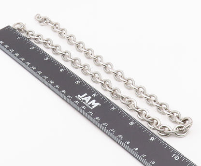 JUDITH RIPKA 925 Sterling Silver Vintage Polished & Ribbed Chain Necklace NE3922