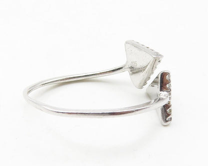 925 Sterling Silver  Shiny White Topaz Triangle Bypass Band Ring Sz 8  RG11442