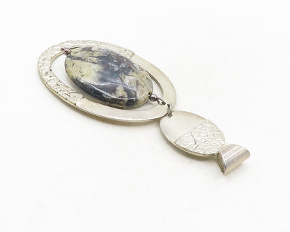 DDD MEXICO 925 Sterling Silver  Vintage Agate Textured Oval Pendant  PT7762