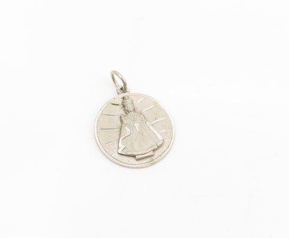 925 Sterling Silver Vintage Pendant Jesus Of Prague Religious Medallion  PT25385