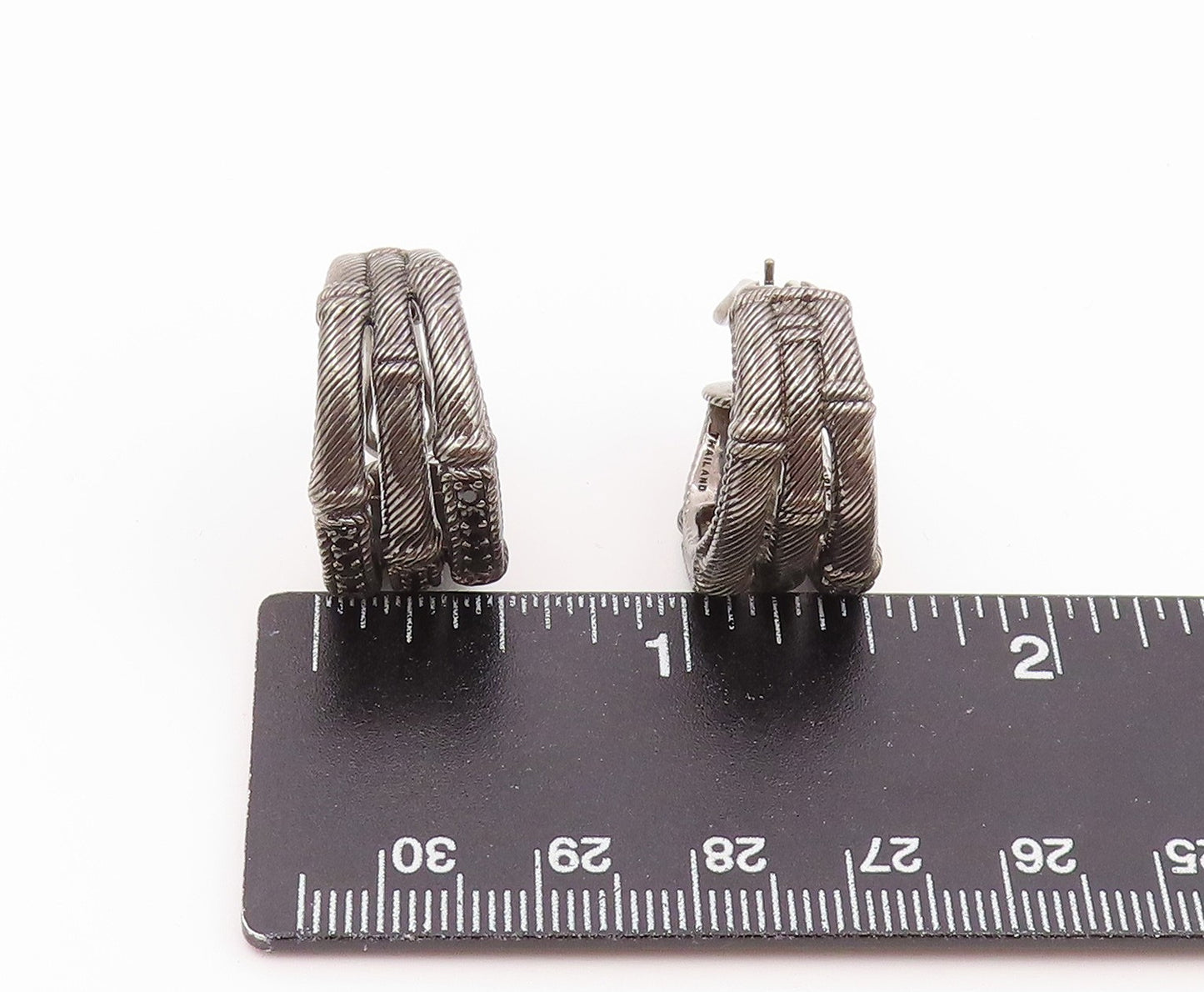 925 Sterling Silver Vintage Earrings JUDITH RIPKA Spinel Twisted Cable  EG14508