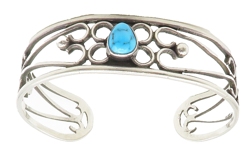 RAMON ALBERT HOPI 925 Sterling Silver Vintage Turquoise Cuff Bracelet BT5878