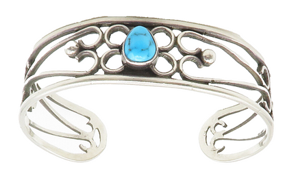 RAMON ALBERT HOPI 925 Sterling Silver Vintage Turquoise Cuff Bracelet BT5878