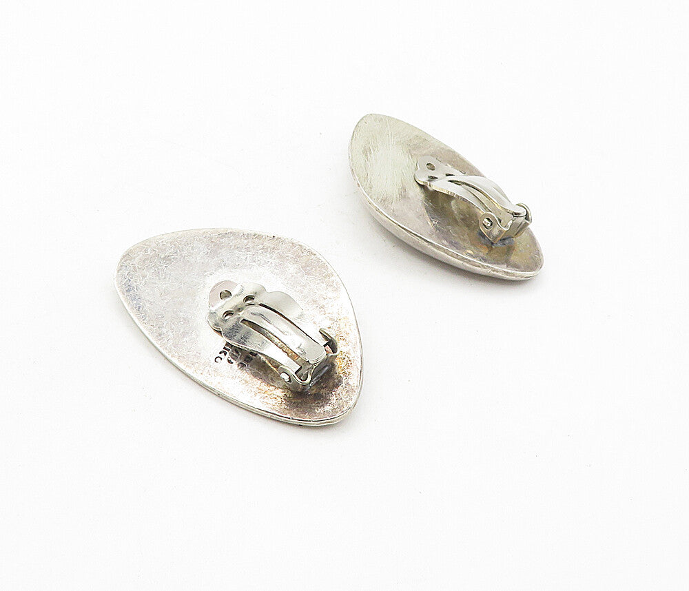 MEXICO 925 Sterling Silver Vintage Shiny Hollow Non Pierce Earrings EG3832