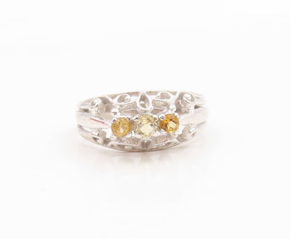 925 Sterling Silver Vintage Ring Elegant Citrine Openwork Band  Sz 7  RG36039