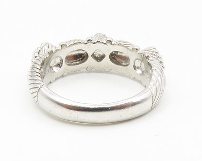 JUDITH RIPKA 925 Sterling Silver Pearls Shiny Twist Band Ring Sz 7 RG14203