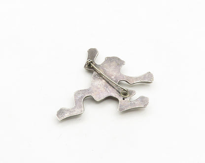 925 Sterling Silver  Vintage Dark Tone Smooth Frog Motif Brooch Pin  BP7598