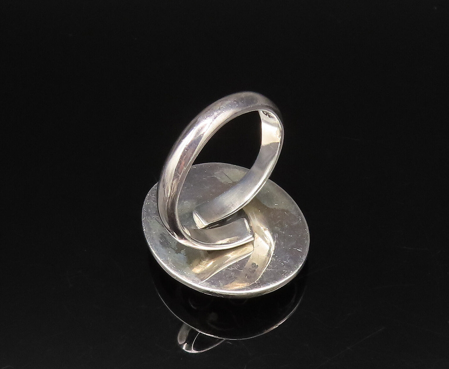 18K GOLD & 925 Silver  Vintage Open Swirl Frame & Dragonfly Ring Sz 7  RG26076