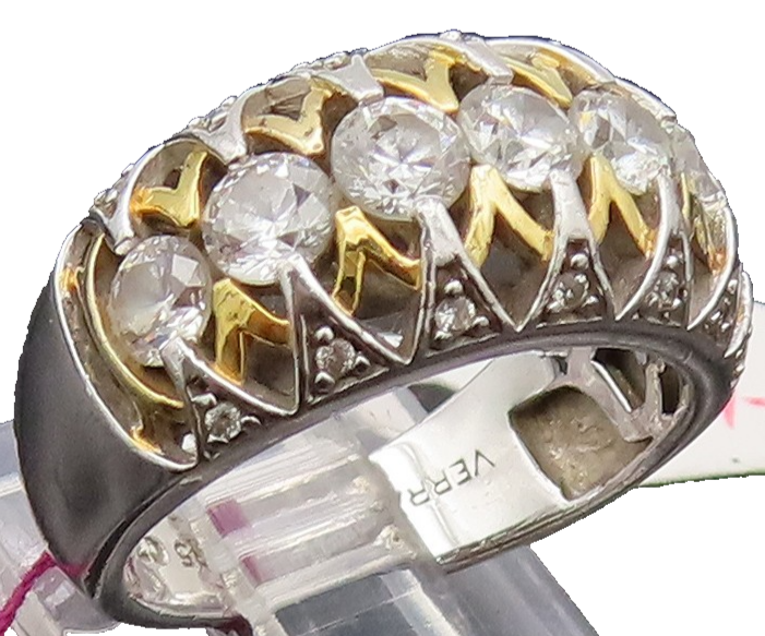 VERRAGIO 925 Silver Vintage Designer Filigree Work Topaz Ring Sz 6.25 RG26917