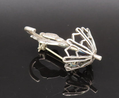 925 Sterling Silver  Vintage Couple Kissing Under Umbrella Brooch Pin  BP10049
