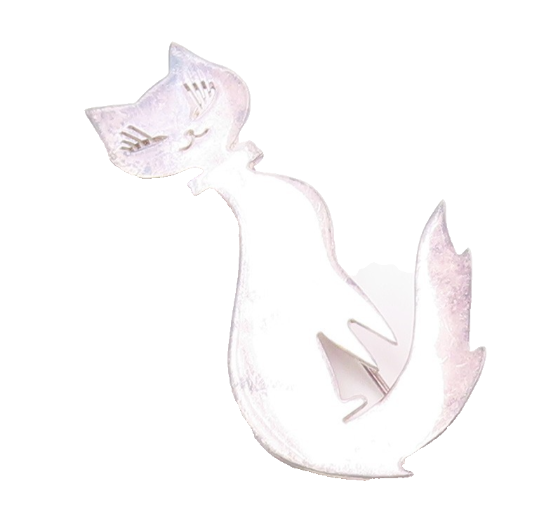 MEXICO 925 Sterling Silver  Vintage Shiny Sitting Cat Brooch Pin  BP5677