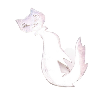 MEXICO 925 Sterling Silver  Vintage Shiny Sitting Cat Brooch Pin  BP5677