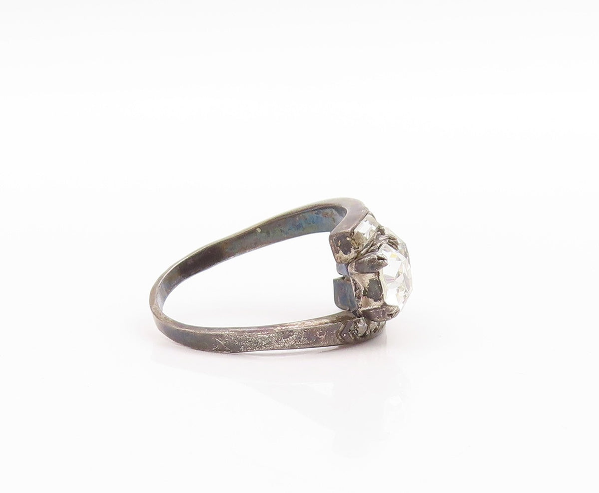 925 Sterling Silver Vintage Ring UNCAS Antique Multi Shape CZ Band Sz 9 RG33531