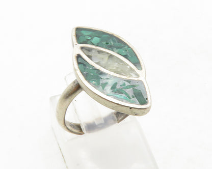 SOUTHWESTERN 925 Silver Vintage Crushed Turquoise Band Ring Sz 4 RG13507