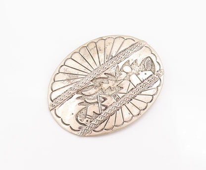 925 Sterling Silver Vintage Brooch Pin WYLIE NAVAJO Carved Sleeping Man  BP10807