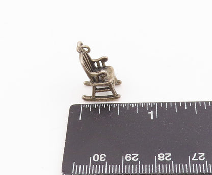 925 Sterling Silver Vintage Pendant 3D Miniature Rocking Chair Charm  PT25752