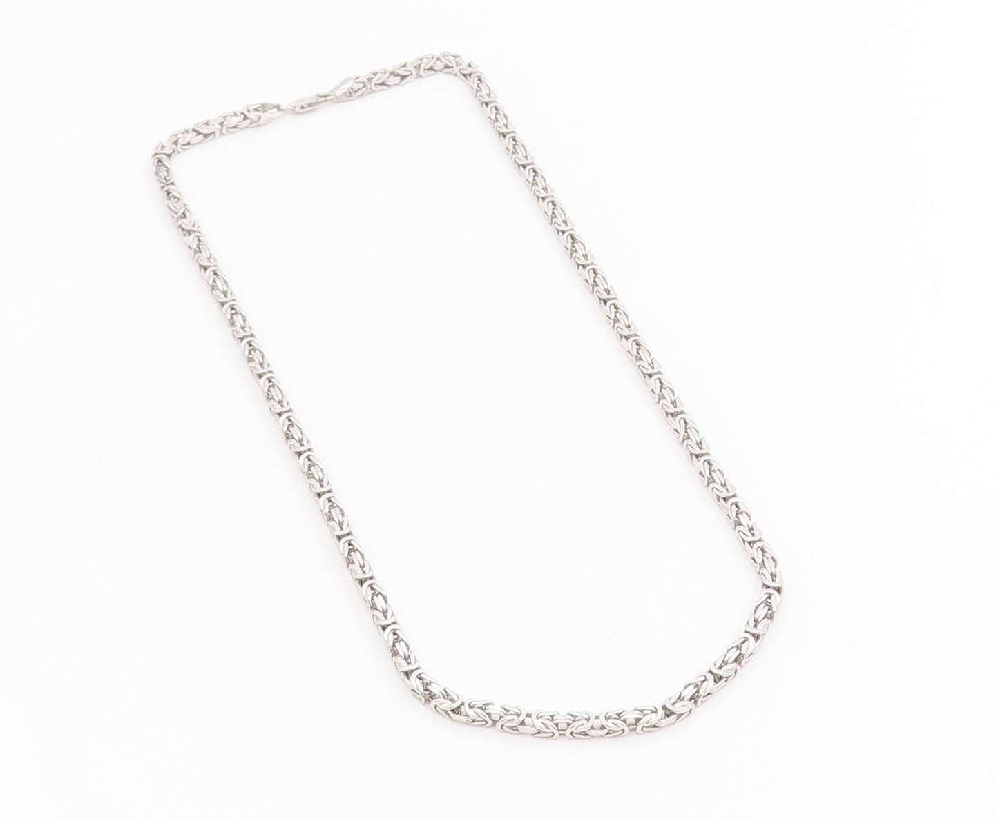 925 Sterling Silver Vintage Necklace Intricate Woven Byzantine Link Chain NE4723