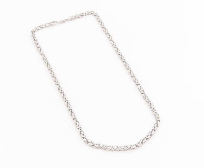 925 Sterling Silver Vintage Necklace Intricate Woven Byzantine Link Chain NE4723