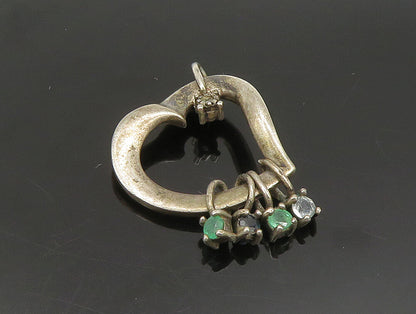 LENOX 925 Silver  Vintage Diamond & Gemstones Love Heart Pendant  PT20237
