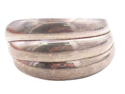 925 Sterling Silver  Vintage Dark Tone Fluted Tapered Cuff Bracelet  BT1750