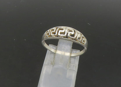 925 Sterling Silver  Vintage Shiny Greek Key Dome Band Ring Sz 8.5  RG21768