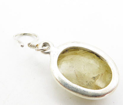 925 Sterling Silver  Vintage Cabochon Rutilated Quartz Dangle Earrings  EG3620