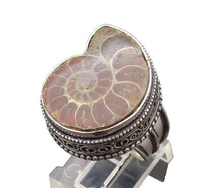 925 Silver  Vintage Bead & Pretzel Twist Snail Shell Motif Ring Sz 7  RG26488